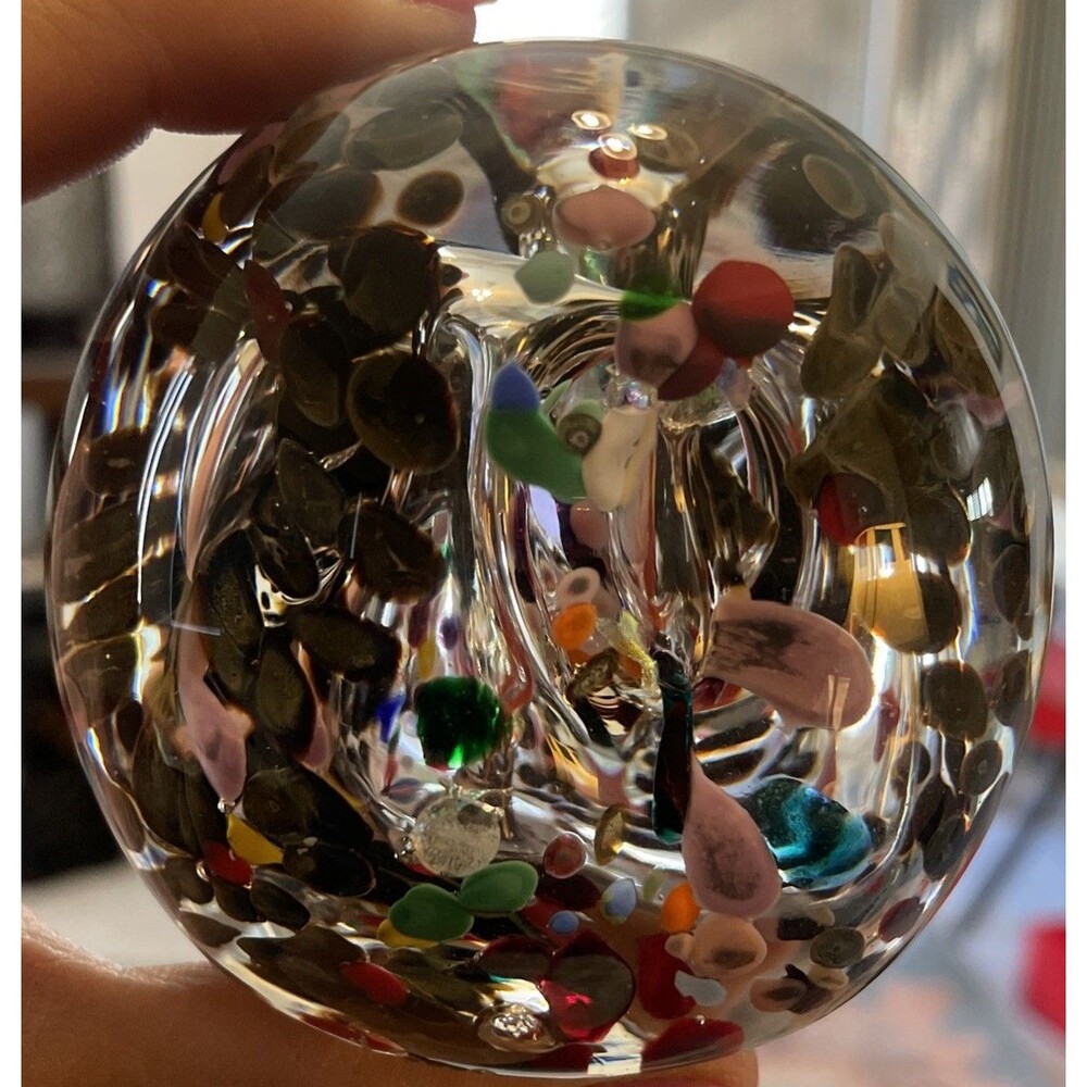 UNIQUE ARTIST SIGNED Controlled Bubble ABSTRACT STUDIO ART GLASS PAPERWEIGHT